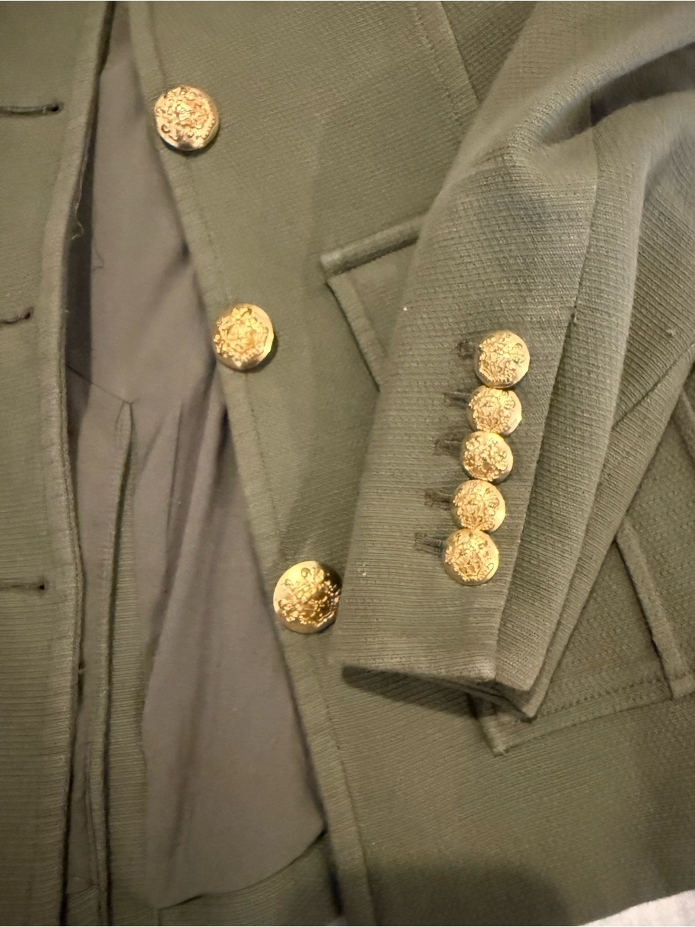 Veronica Beard Olive Utility Jacket with Gold Buttons - Picture 2 of 5